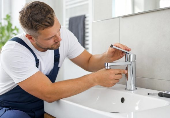 Moderne Sanitärinstallation in einem Wohnbad