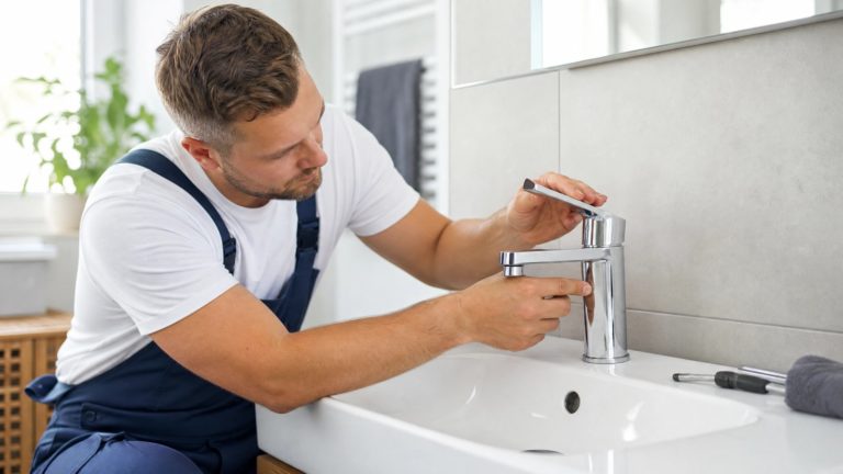Moderne Sanitärinstallation in einem Wohnbad